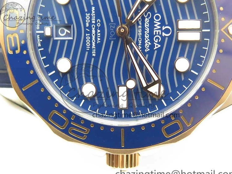 0427 2018 Seamaster Diver 300M SS RG VSF 1:1 Best Edition RG Bezel Blue Dial on Blue Rubber Strap A Contemporary 7927